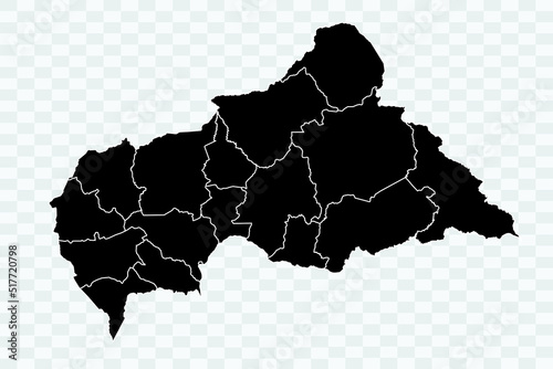 Central African Republic Map black Color on White Background quality files Png