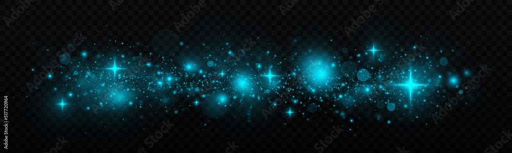 Glowing dust twinkle on transparent background. Glitter bokeh effect with bright particles. Golden light background.