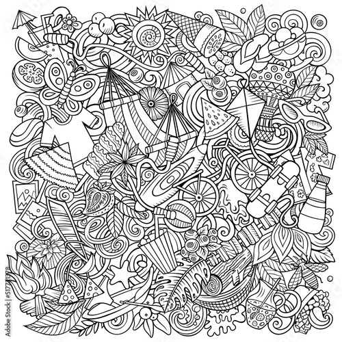 Summer cartoon vector doodles illustration.