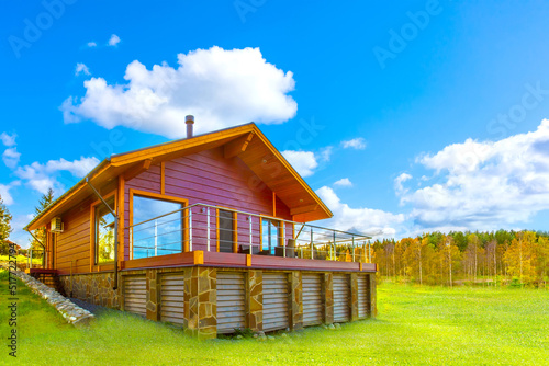 Autumn landscape with house...