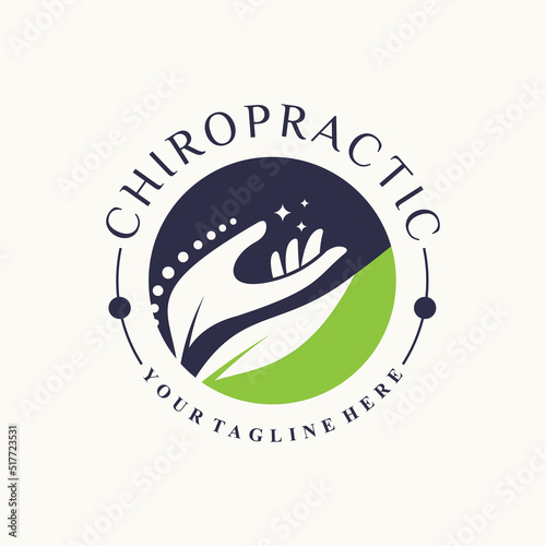 chiropractic logo design with modern concept premium vector