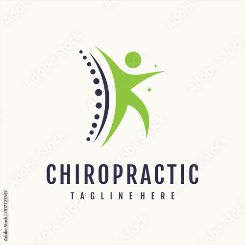 chiropractic logo design with modern concept premium vector