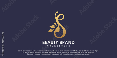 letter s logo design with beauty concept premium vector