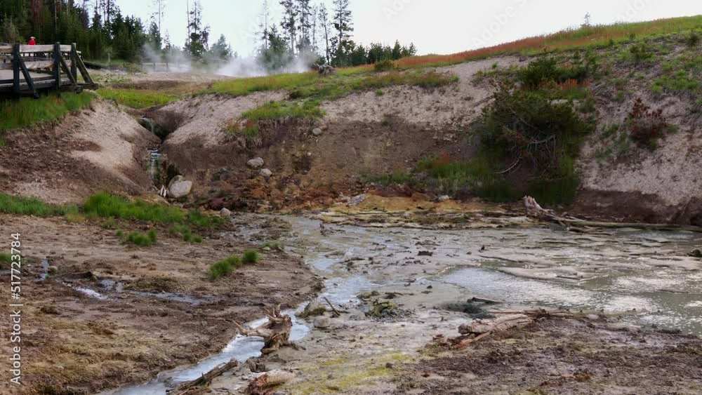 Sunny view of the landscape around Mud Volcano in Yellowstone National Park Sunny view of the landscape around Mud Volcano in Yellowstone National Park