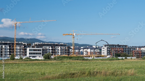 Residential construction and crane at site work