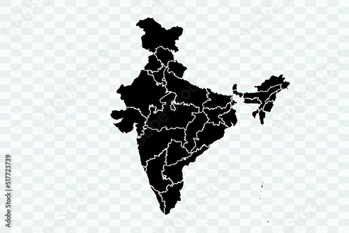 India Map black Color on White Background quality files Png