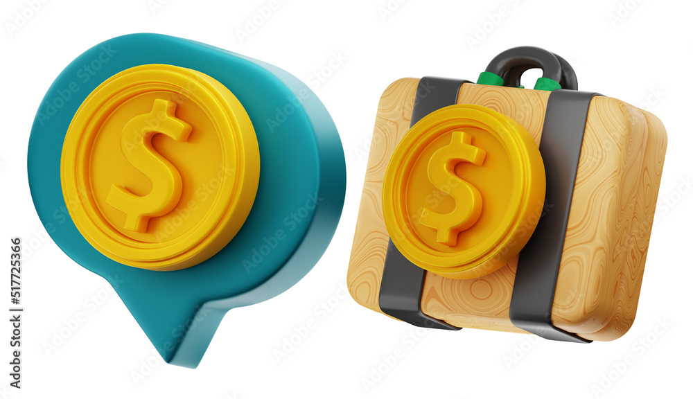 Obraz premium dollar money finance icon set 3d rendering on isolated background