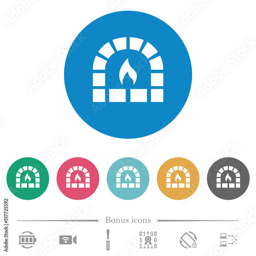 Stone oven flat round icons