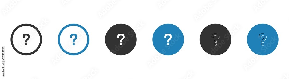 Question mark sign icon. Help symbol. FAQ sign. Round circle buttons with frame. Vector illustration. Question mark sign icon. Help symbol. FAQ sign. Round circle buttons with frame. Vector illustration.