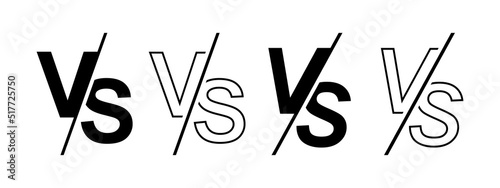 Set of vs icon on white background. VS letters for sports, fight, competition, battle, match, game. Versus logo, symbol and background. Vector illustration.