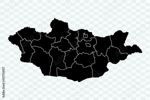 Fotografie Mongolia Map black Color on White Background quality files Png