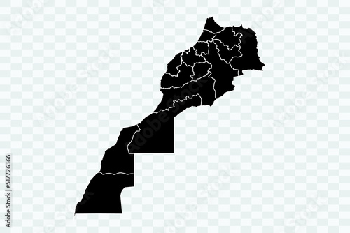 Morocco Map black Color on White Background quality files Png