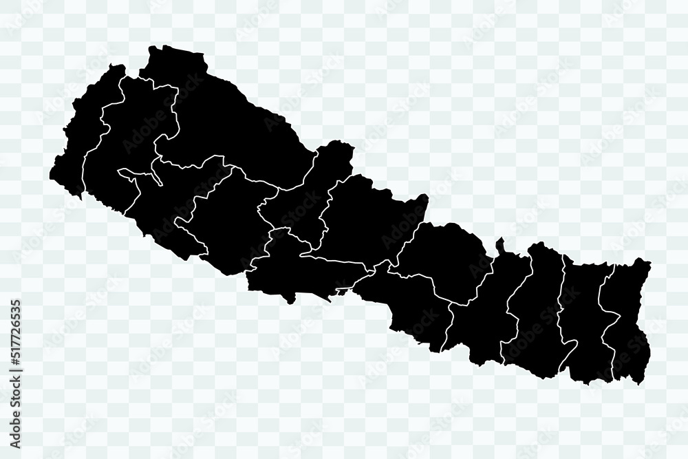 Nepal Map black Color on White Background quality files Png Stock ...