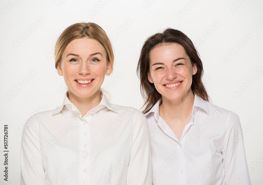 team of young business people students on white background isolated. team of young business people students on white background isolated.