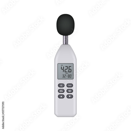 Portable digital sound level meter. Noise level meter. Vector illustration.
