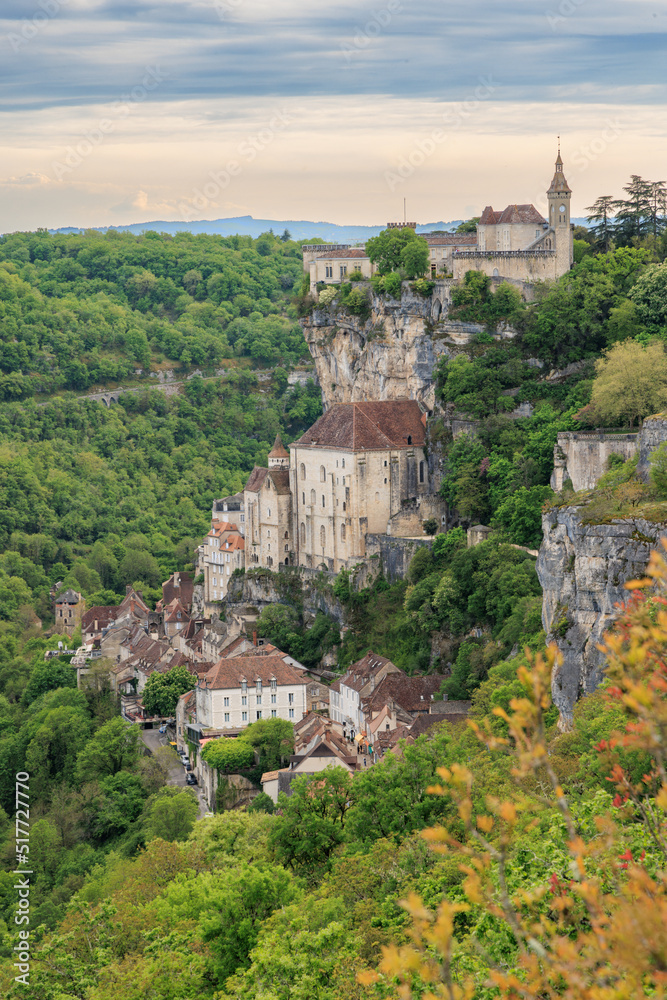 Cityscape of small clifftop village Rocamadour in south-central France