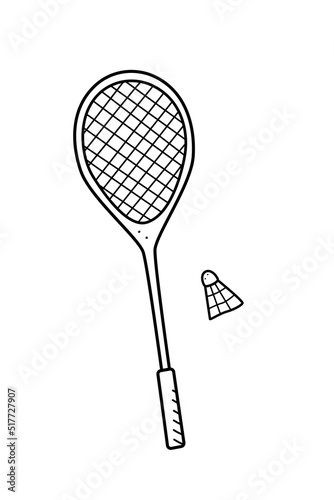 Badminton, racket and shuttlecock for playing badminton. Vector illustration.