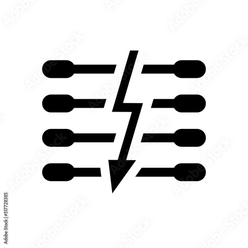 Electric fencing icon with high voltage sign. Isolated vector illustration on white background.