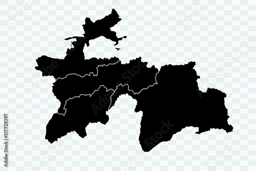 Tajikistan Map black Color on White Backgound quality files Png