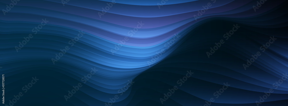 Fototapeta premium Vector abstract art. Illustration line pattern, dynamic liquid shape on blue gradient color background. Futuristic modern graphic design for banner, poster, booklet, cover, wallpaper background