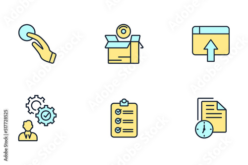 release managing icons set . release managing pack symbol vector elements for infographic web
