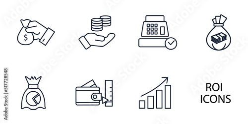 Return on investment icons set . Return on investment pack symbol vector elements for infographic web