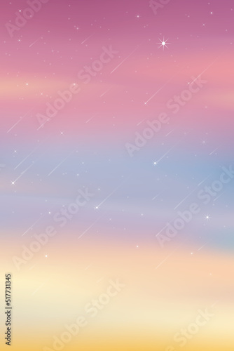 Milky way Sky galaxy fantasy background in multi colour pastel,Vector The unicorn in pastel rainbow with Starry sky,Vertical banner Beautiful Universe with Star field for device screen backgroundMilky