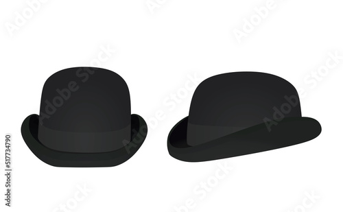 Black  bowler hat. vector illustration