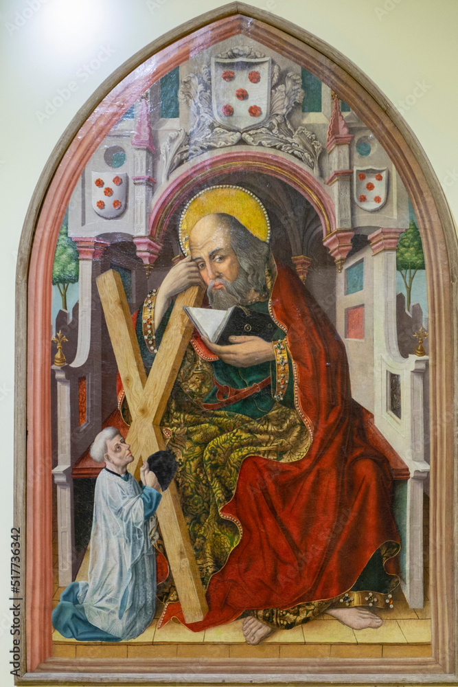 san Andres Apostol, Fernando Gallego y taller, siglo XVI, oleo sobre tabla, Museo Diocesano de Salamanca, Catedral Vieja, Salamanca, comunidad autónoma de Castilla y León, Spain san Andres Apostol, Fernando Gallego y taller, siglo XVI, oleo sobre tabla, Museo Diocesano de Salamanca, Catedral Vieja, Salamanca, comunidad autónoma de Castilla y León, Spain