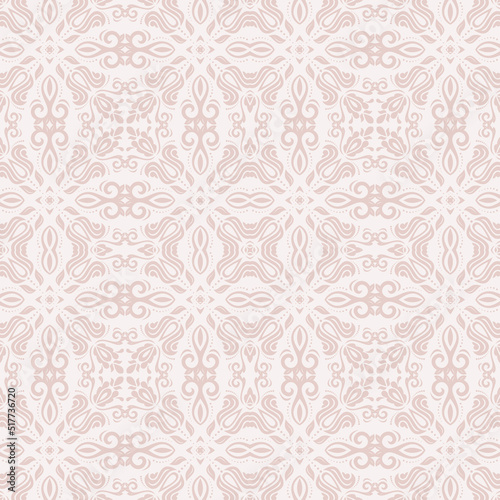 Classic seamless vector pattern. Damask orient ornament. Classic light pink vintage background. Orient pattern for fabric, wallpapers and packaging