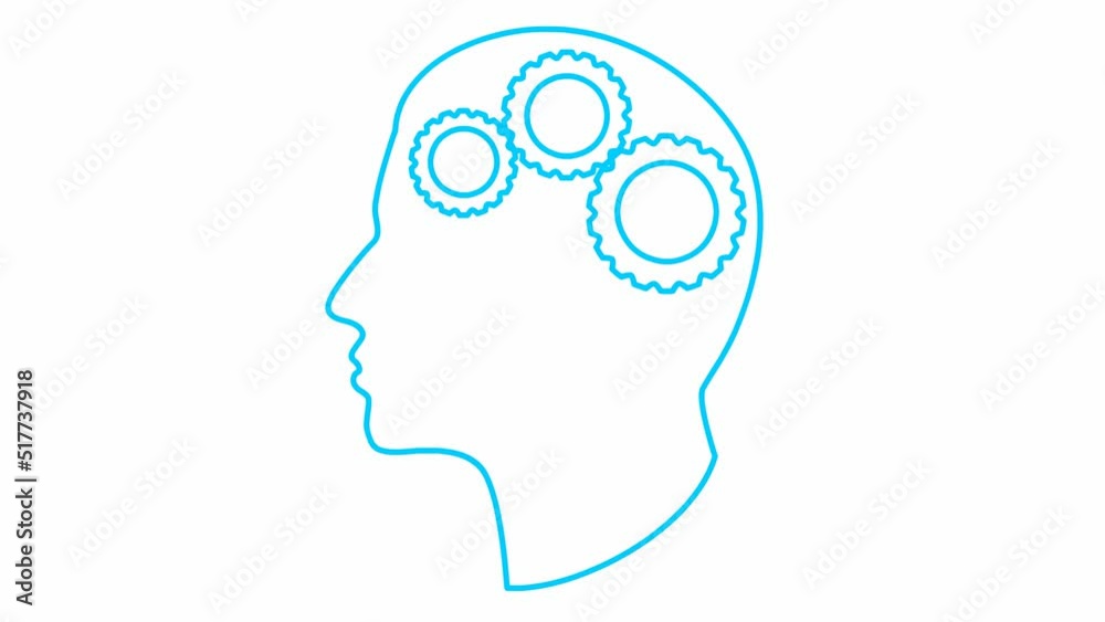 Animated line blue mechanism in the head with gears. Concept of idea, creativity, intellect, strategy, thinking, work, productivity. Looped video. Vector illustration isolated on white background.
Animated line blue mechanism in the head with gears. Concept of idea, creativity, intellect, strategy, thinking, work, productivity. Looped video. Vector illustration isolated on white background.