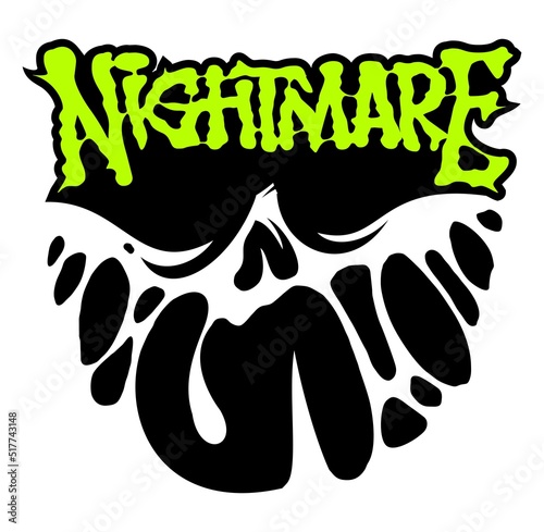 Vector scary face image, halloween mask. Isolated on white background.