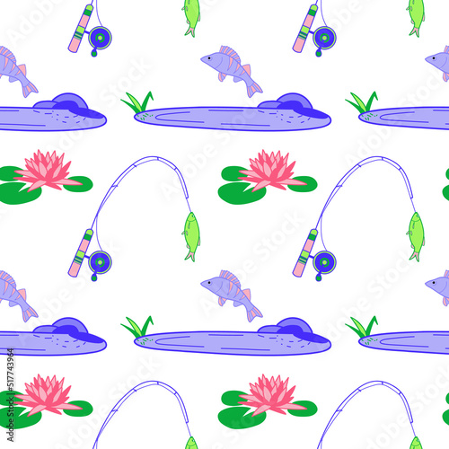vector seamless pattern on the topic of fishing