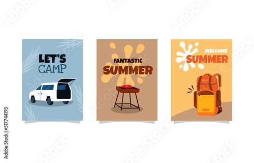 Summer Time Camping Tent Simple Card Template