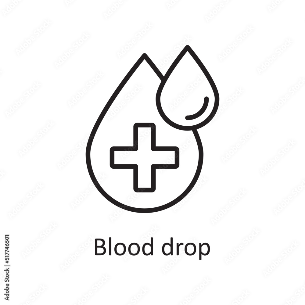 Obraz premium Blood drop vector outline Icon Design illustration. Medical Symbol on White background EPS 10 File