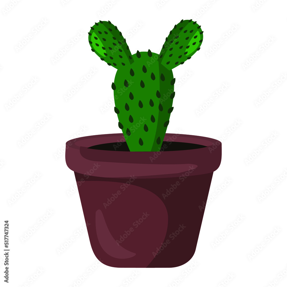 Vector illustration of cactus flowerpot, indoor flower, decorative flower Vector illustration of cactus flowerpot, indoor flower, decorative flower