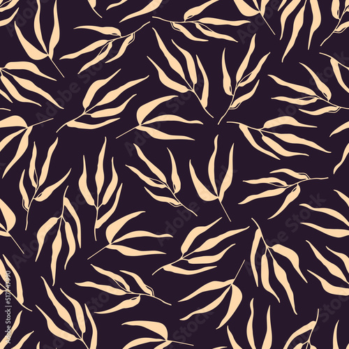 Seamless dark beige pattern with bouquets drawn in a flat style for gift wrapping
