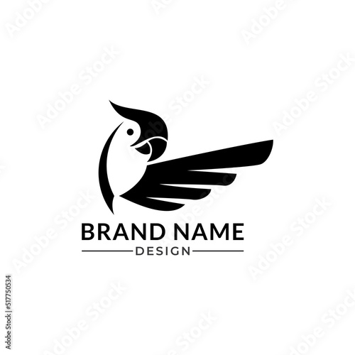 Modern and simple parrot bird with red color logo illustration.