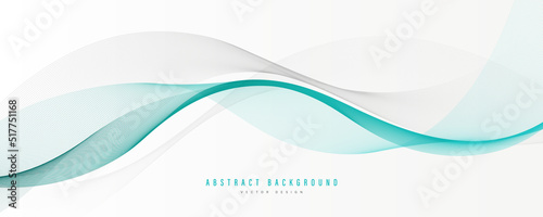 Abstract grey and teal flowing wave lines on white background. Smooth dynamic wavy lines. Modern banner template design. Suit for brochure, website, flyer, banner, poster. Vector illustration photo