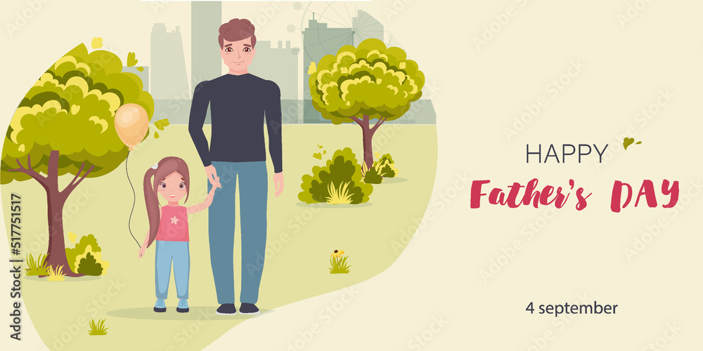 Fototapeta premium Happy father's day. Greeting card, poster or flyer