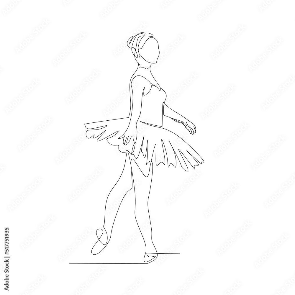 Vector illustration of ballerina drawn in line art style