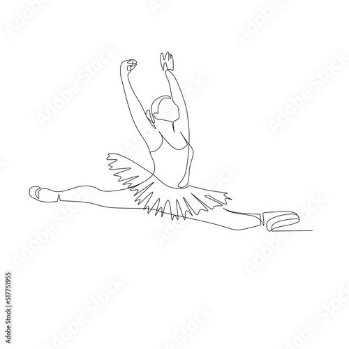 Vector illustration of ballerina drawn in line art style