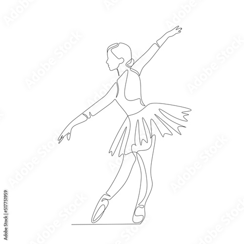 Vector illustration of ballerina drawn in line art style