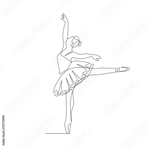 Vector illustration of ballerina drawn in line art style