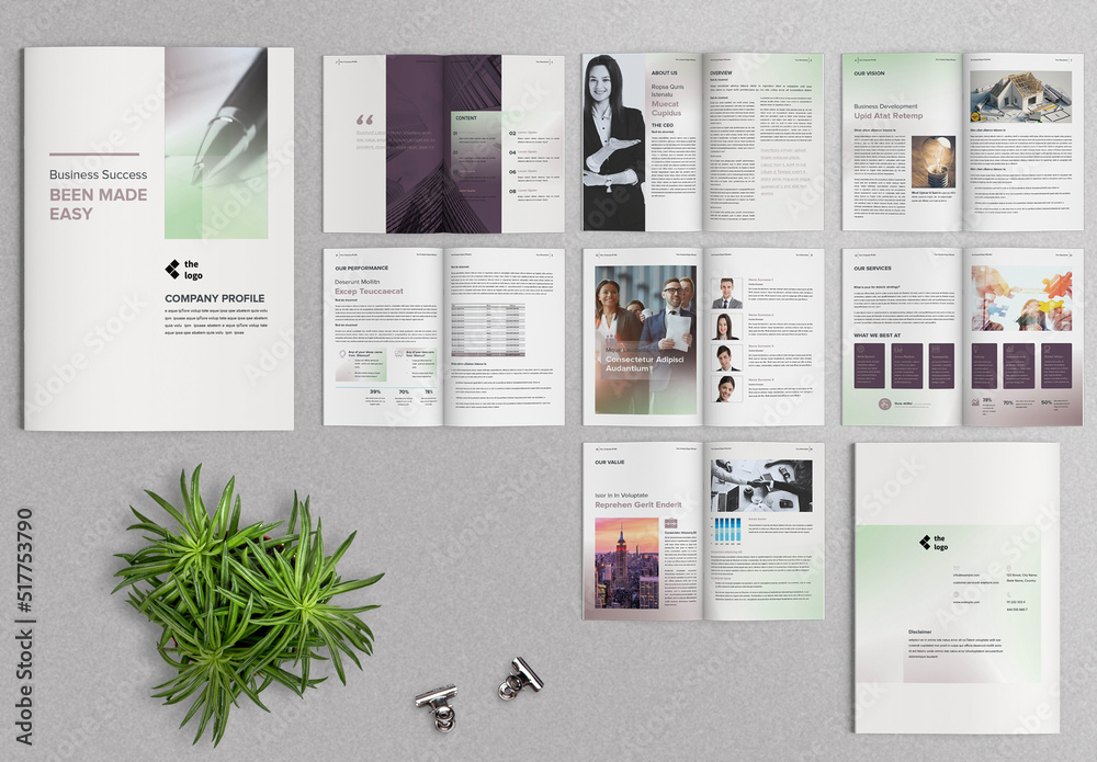 Corporate Company Profile with Purple and Green Gradient Stock Template ...