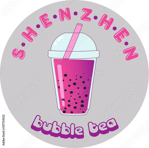 vector illustration of bubble tea in pink tones