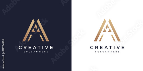 Letter A logo with creative abstract concept Premium Vector