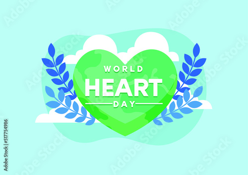 Soft blue colour background of World Heart day illustration in flat design. Vector eps 10