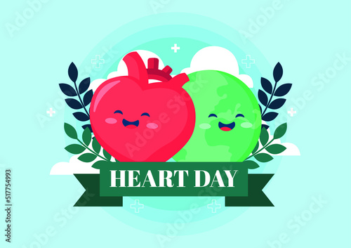 Soft blue colour background of World Heart day illustration in flat design. Vector eps 10