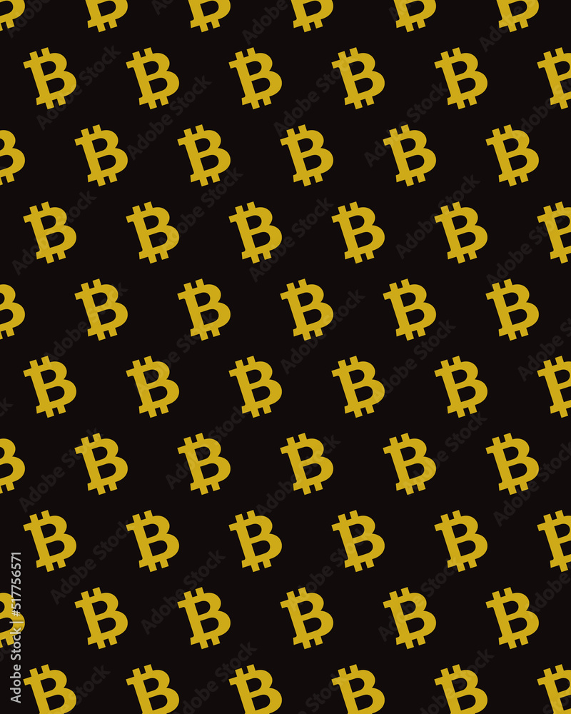 Bitcoin Seamless Pattern. Digital Currency. Fintech Blockchain. Gold coin on a black Background. Bitcoin Seamless Pattern. Digital Currency. Fintech Blockchain. Gold coin on a black Background.